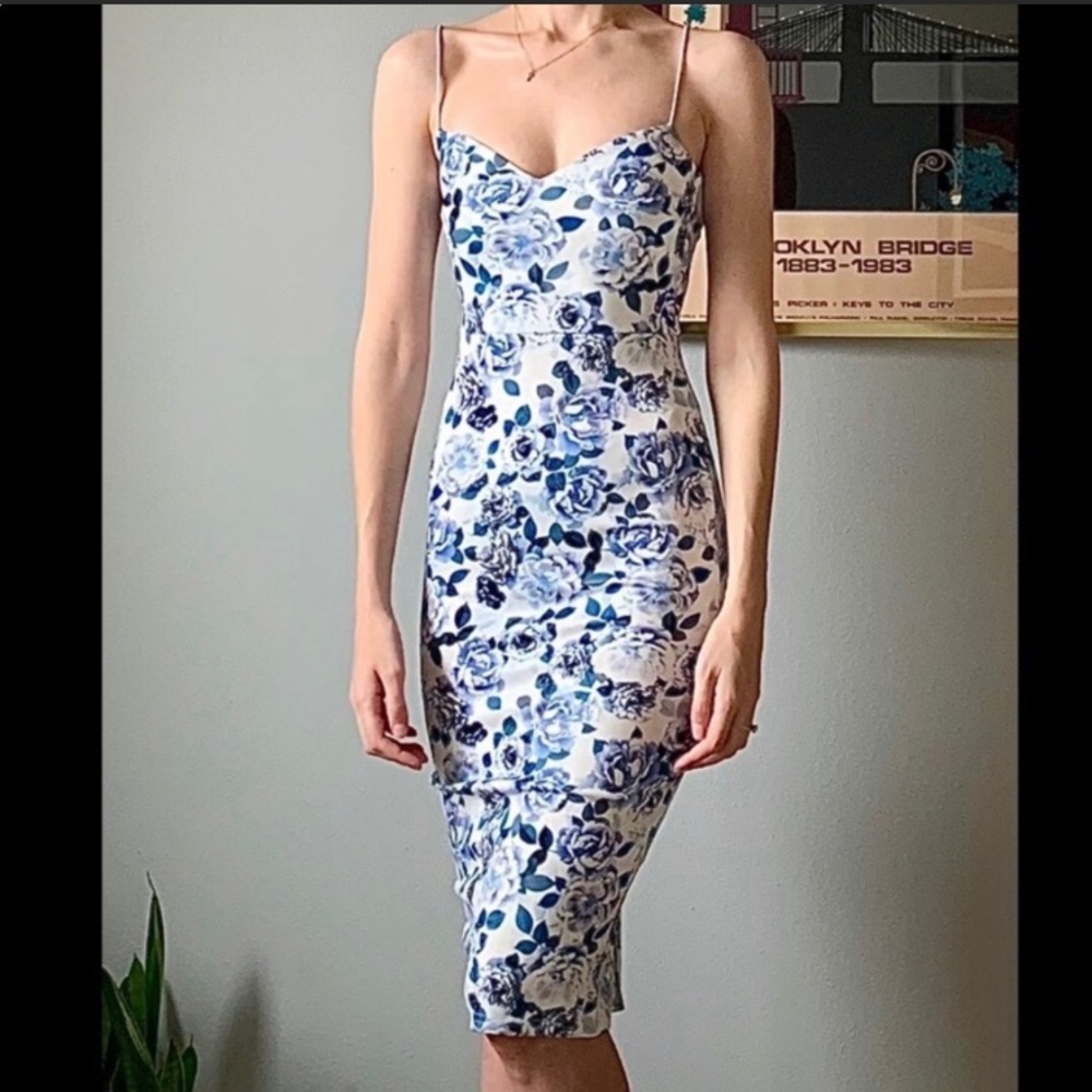 ASOS floral porcelain bodycon pencil dress